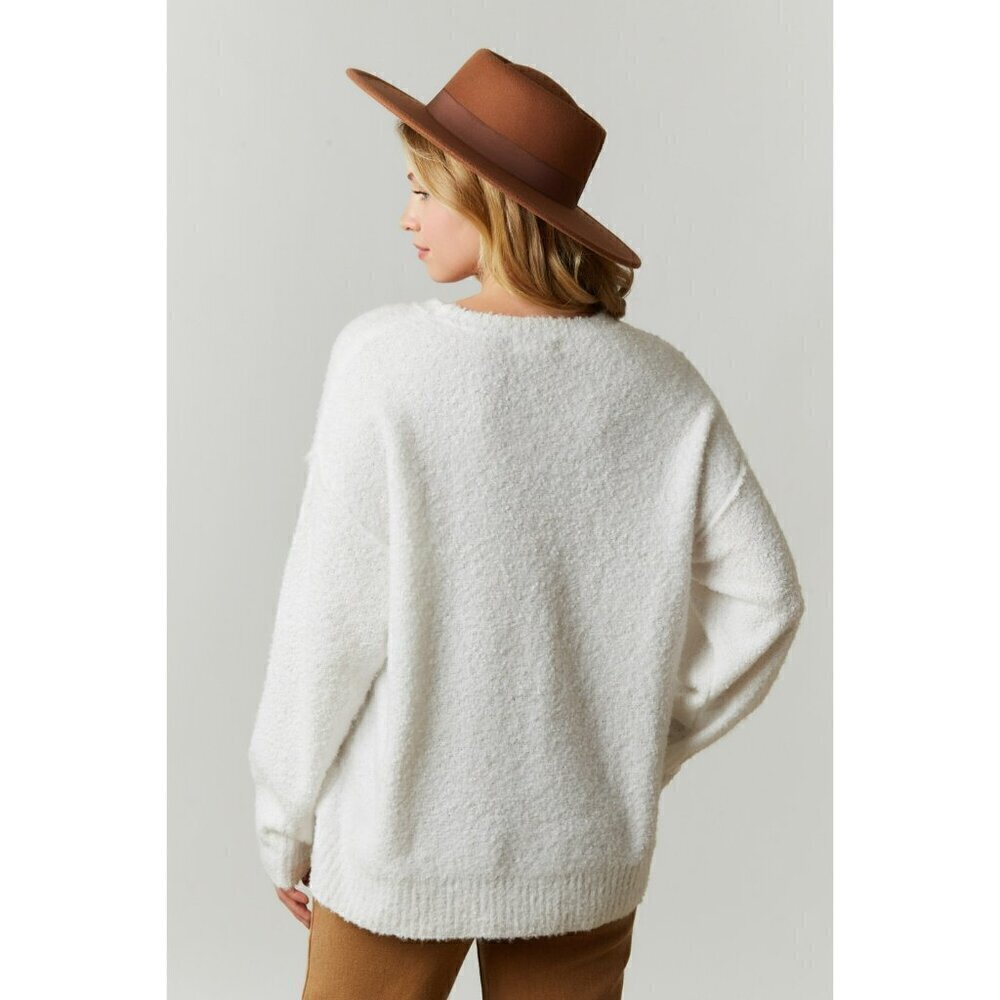 Kimber Sequin Starry Sweater in White - Picture 5 of 6